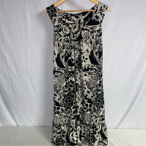 NIC&DOM Black/White Floral Ruffle Bottom Dress, Size Large